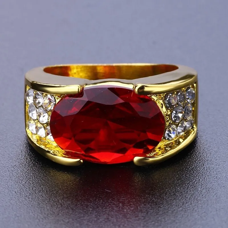 Modedesigner Diamant Ringe Schmuck Gold Schwarz Gun Ringe Luxus Rot Zirkon Ring Für Männer Frauen Paar Geburtstag Party Geschenke 2201202D