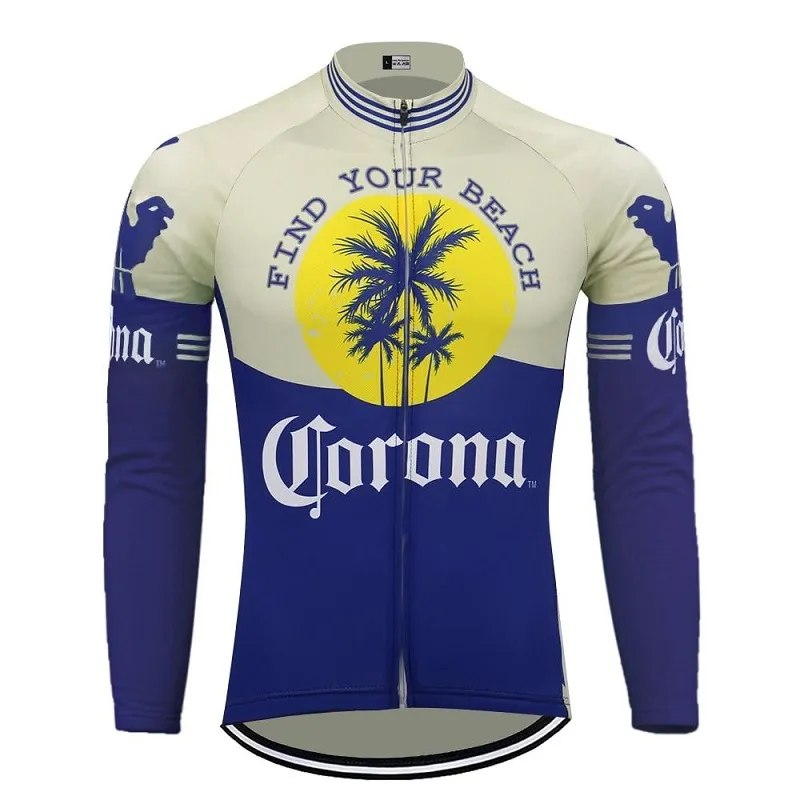 2021 Thermal Retro Corona Beer Cycling Jersey مع Fleece Option261y