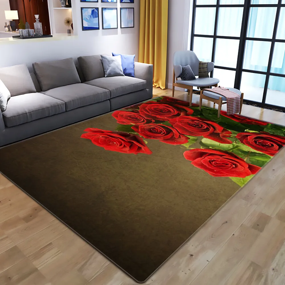 2021 3D Flowers Printing Carpet Child Rug Kids Room Play Area Rugs Hallway Floor Mat Home Decor Stora mattor för vardagsrum9070777