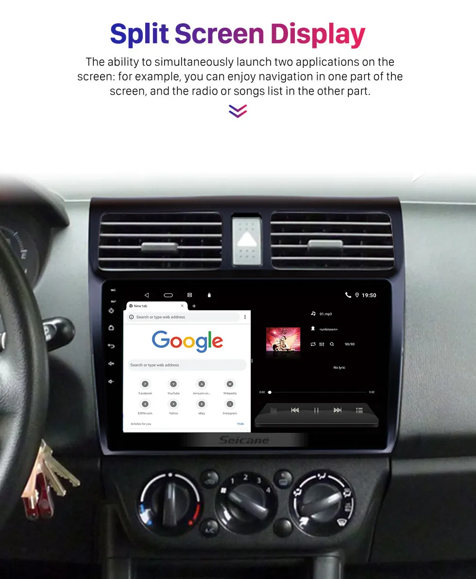 Android 10.0 lecteur dvd de voiture GPS Navigation Radio pour 2005-2010 Suzuki Swift 10.1 pouces unité principale support Carplay