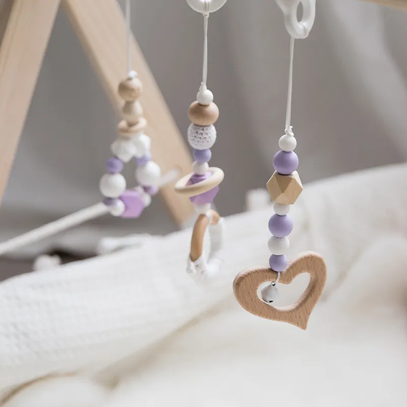 3 pzsonagli bambini perline di legno ciondolo culla mobile giocattoli bambini letto appeso decorazioni fatte a mano passeggino accessori prodotti neonati 210320