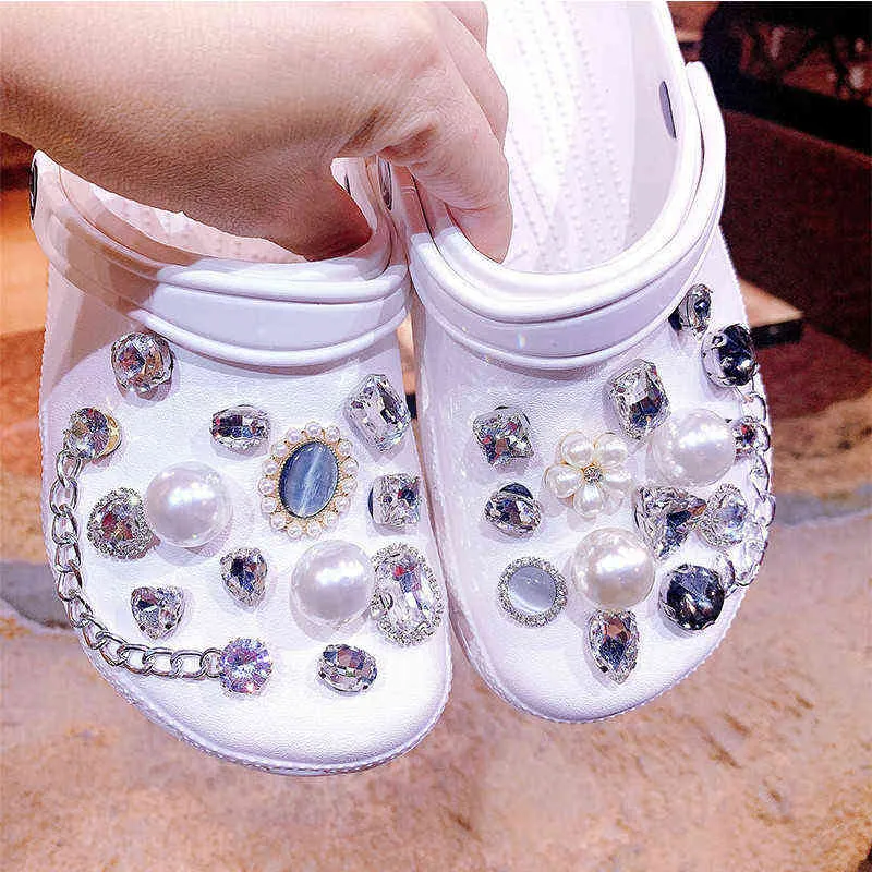 Shoe Parts Accessories Leuke Charms Designer Diy Bling Accessoires Voor Meisjes Metalen Ketting Rhinestone Croc Decoraties Jibz Merk Schoenen Bloem 1206