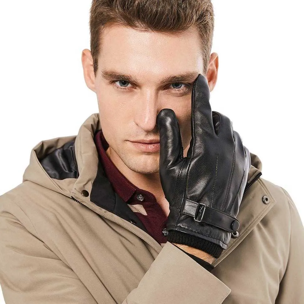 Bison Denim Men Genine Gloves Gloves Touch Gloves للرجال الشتاء الدافئ القفازات الكاملة إصبع Handchuhe Plus Velvet S297G