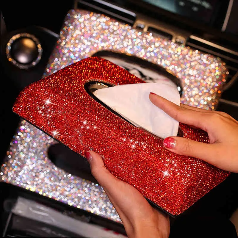 -Luxury-Red-Diamond-Car-Tissue-Box-Full-Diamante-Block-type-Tissue-Box-Holder-Women-Car-Styling-Automobile-5