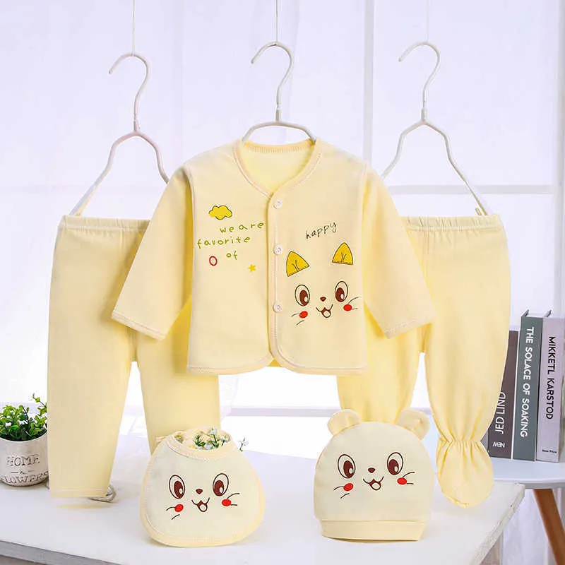 5 stücke Infant Baby Cartoon Nette Kleidung Herbst Herbst Neugeborene Mädchen Jungen Winter Outfits Ohne Box Kleinkind Nette Kleidung Geschenke anzug G1023