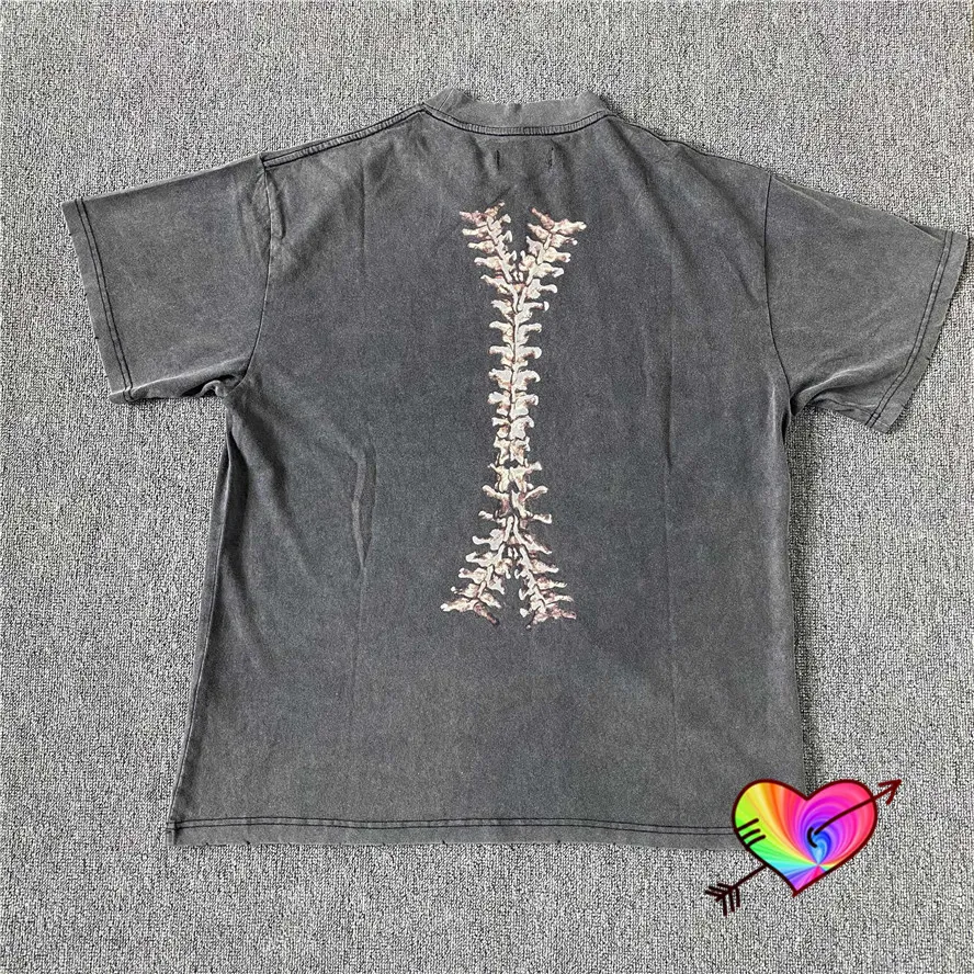 T-shirt da uomo scheletro a maniche corte casual da donna 1: 1 T-shirt lavata con grafica a costine 3D di alta qualità