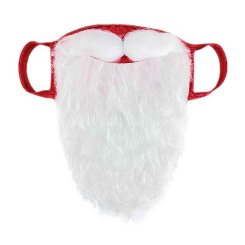 BORUiT 2022 Christmas Santa Claus Big Beard Facemask Adult Cotton Reusable Breathable Mask Xmas Decor 211216