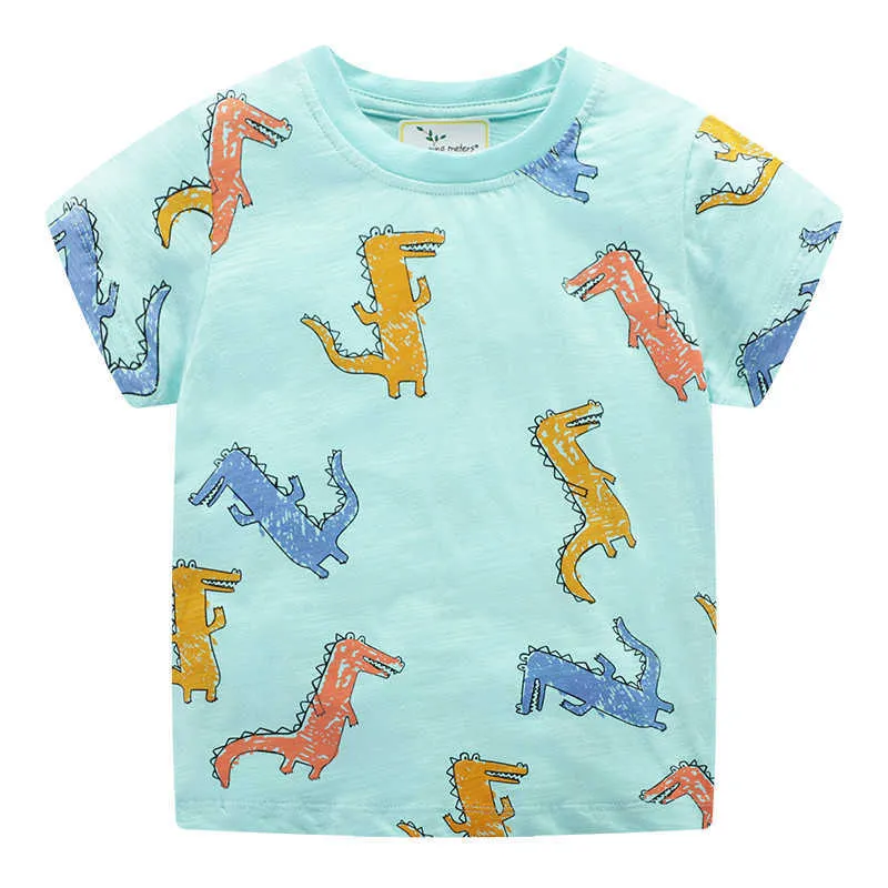 Hoppmätare sommar barn pojke t-shirt djur utskrift kortärmad tee tröjor Barn tecknad giraff mode casual toppar 210529