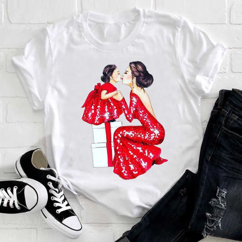 Femmes manches courtes fille fille mignonne années 90 maman maman mère vêtements de mode dames graphique imprimé t-shirt top t-shirt femme t-shirt x0628