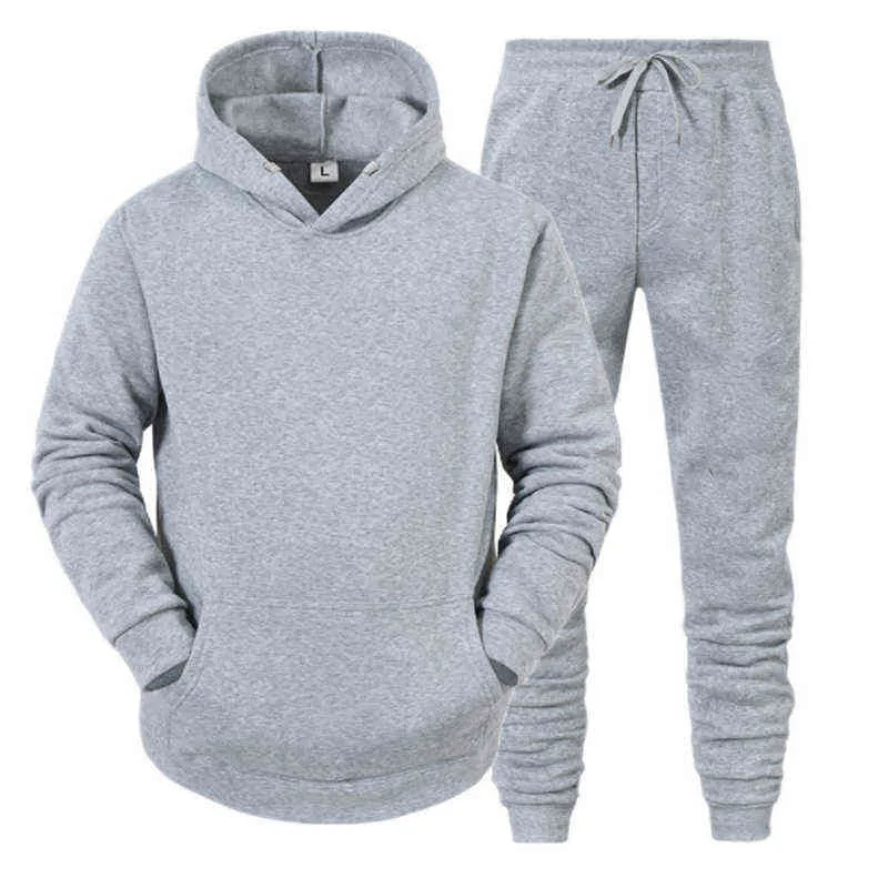 Hommes à capuche costume hommes vêtements de sport survêtements automne hiver hommes deux pièces ensembles surdimensionné à capuche Streetwear tenues 211222