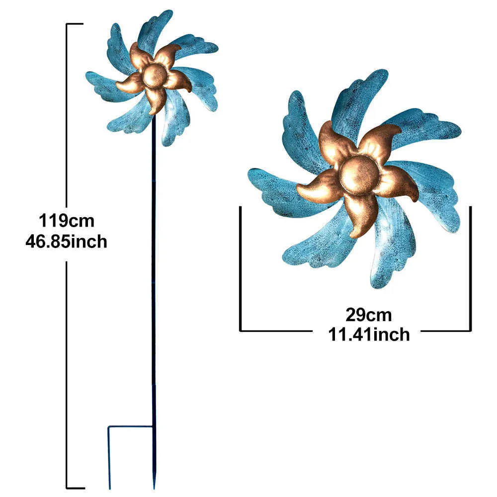 Iron Iron senza ruggine artigianale artigianato esterno vento 3d filatore vento spinner decorazioni da giardino ornamento ornamento cortile decorazioni da giardino q208v