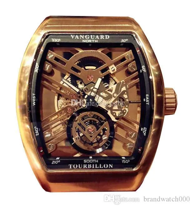 Роскошные часы Pioneer series V 45 T GR CS SQT NR Skeleton Dial Miyota Автоматические мужские часы Черный корпус Кожаный ремешок Спортивные часы3209