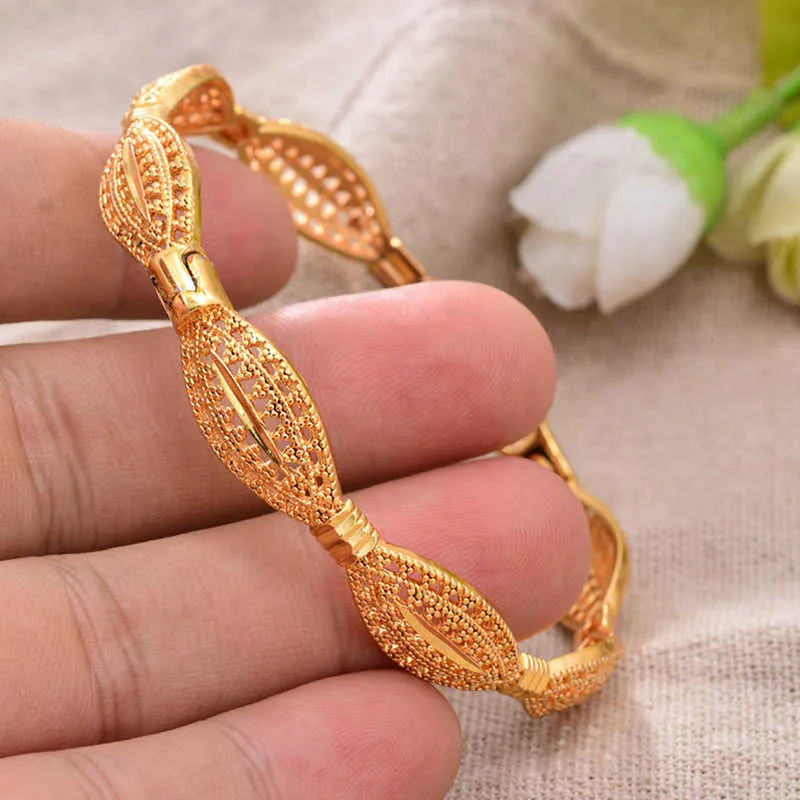 24 k dubaï or couleur bracelets pour femmes or mariée mariage Bracelet afrique Bracelet arabe bijoux or charme filles Q0719