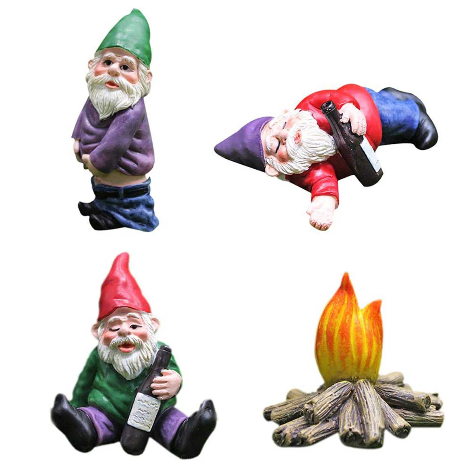 Mini Nain Gnome Statue Jardin Cour Ornements Fée Résine Micro Paysage Extérieur Miniature Elfe Figurines Artisanat 210607