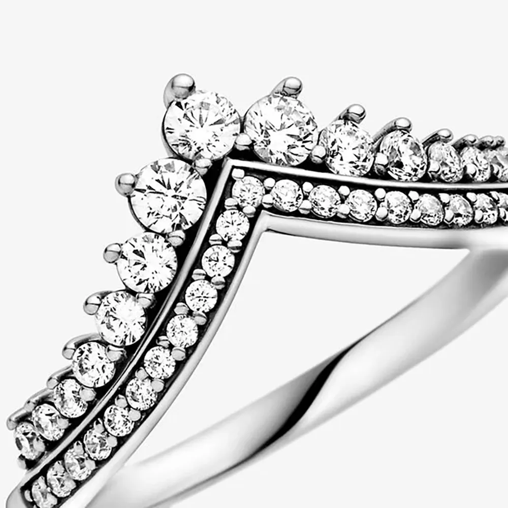 Новинка 2021 года, кольцо принцессы из стерлингового серебра 925 пробы, тиара, корона, сверкающая для женщин, обручальные украшения, Anniversary286q