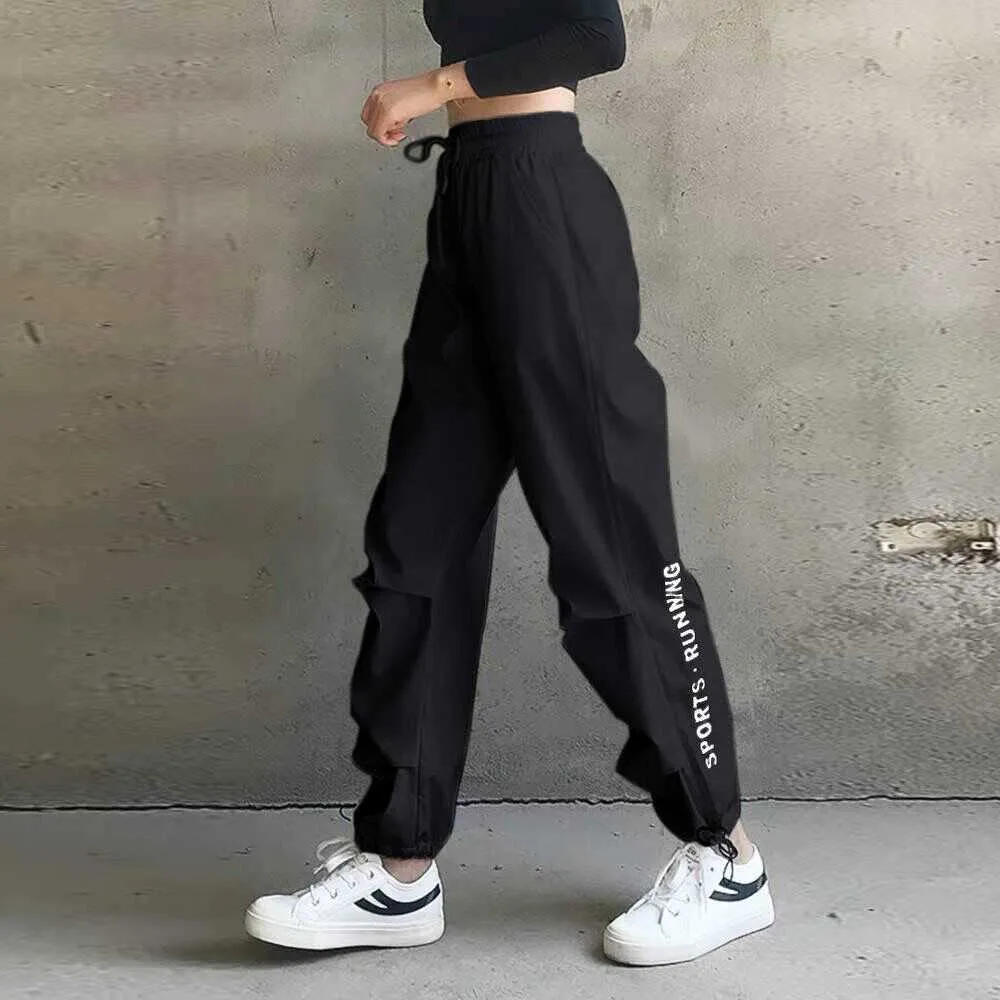 Pantalon taille haute joggers lâches femmes armée harem camo streetwear punk noir cargo s pantalon coréen ins 210925