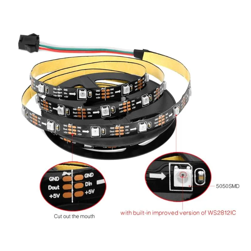 Tiras WS2812 LED Strip 5V USB individualmente endereçável Smart RGB Light SMD TV Backlight Desktop Iluminação Decoração263Y