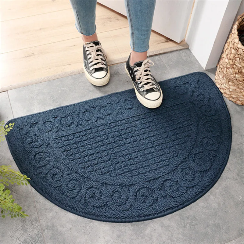 Solid Color Retro Semi-circular Dust Removal Door Mat Home Household Bathroom Non-slip Floor Rug 220301