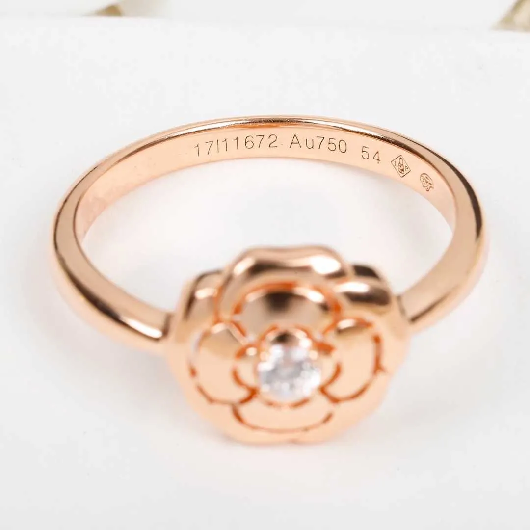 Top C-joyería de plata de ley 925 pura para mujer, anillos de Camelia y rosa, joyería de boda con diamantes, compromiso, flor de oro rosa de lujo