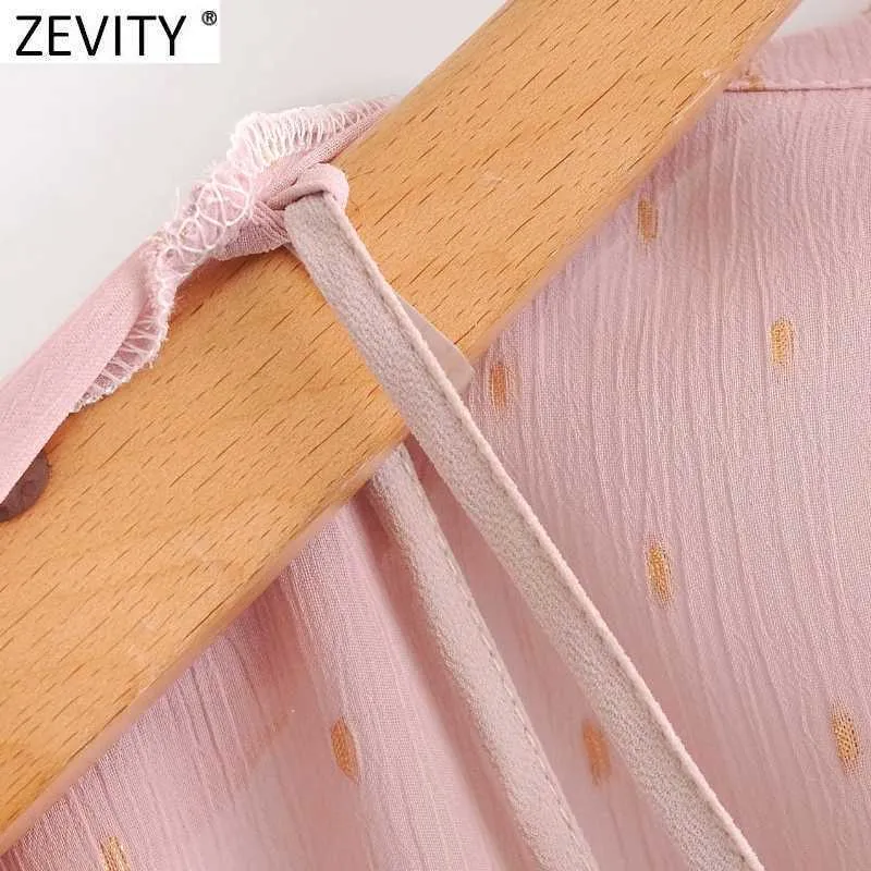 Zevity, blusa de gasa holgada con decoración de Metal y escote en V para mujer, camisa de dos piezas para mujer, Blusas elegantes con mangas acampanadas, Tops LS9046 210603