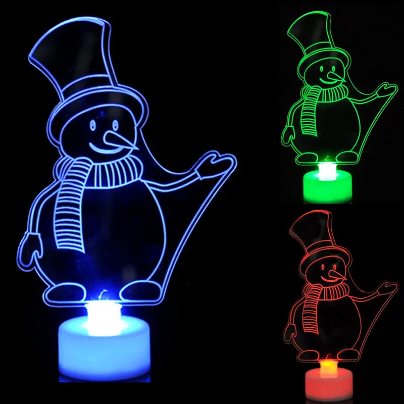 Boże Narodzenie LED Night Light Kreatywny Dekoracji Kolorowe Xmas Drzewo Snowman Santa Claus Lampa Dekoracje Home Luminous Akryl