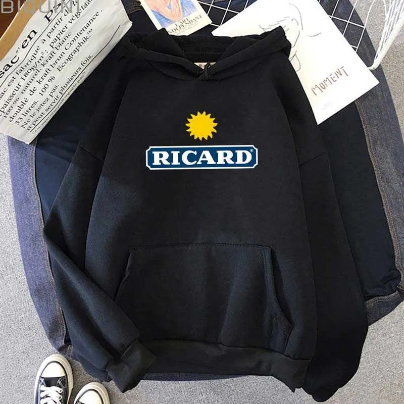 Ricard Sweat à capuche String Vêtements d'hiver Femmes Esthétique Harajuku Pull Tops Draw Pulls surdimensionnés à manches longues en coton 210813