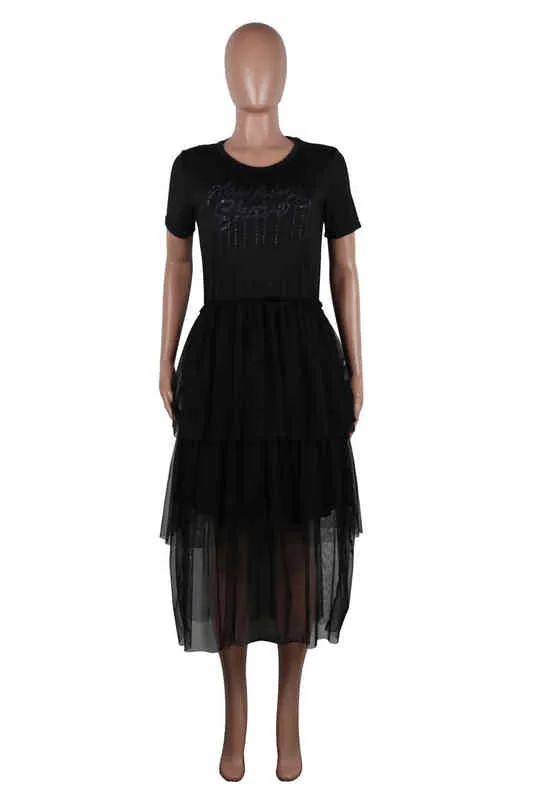 Mesh Tassel Dress Fashionl Letters Casual Fashion Dress New Arrival Without Belt