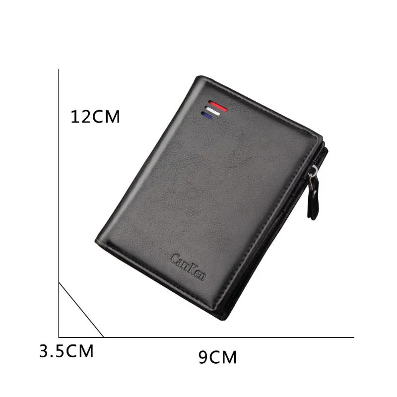 Wallets Brand Men PU Leather Short Wallet With Zipper Coin Pocket Vintage Big Capacity Male Money Purse Card Holder298x
