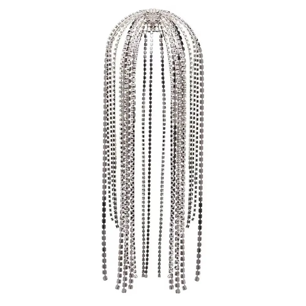 Chaîne de tête longue en strass pour femmes, bijoux en cristal, accessoires de cheveux de styliste, bandeau de mariée Boho mignon, cadeau de luxe