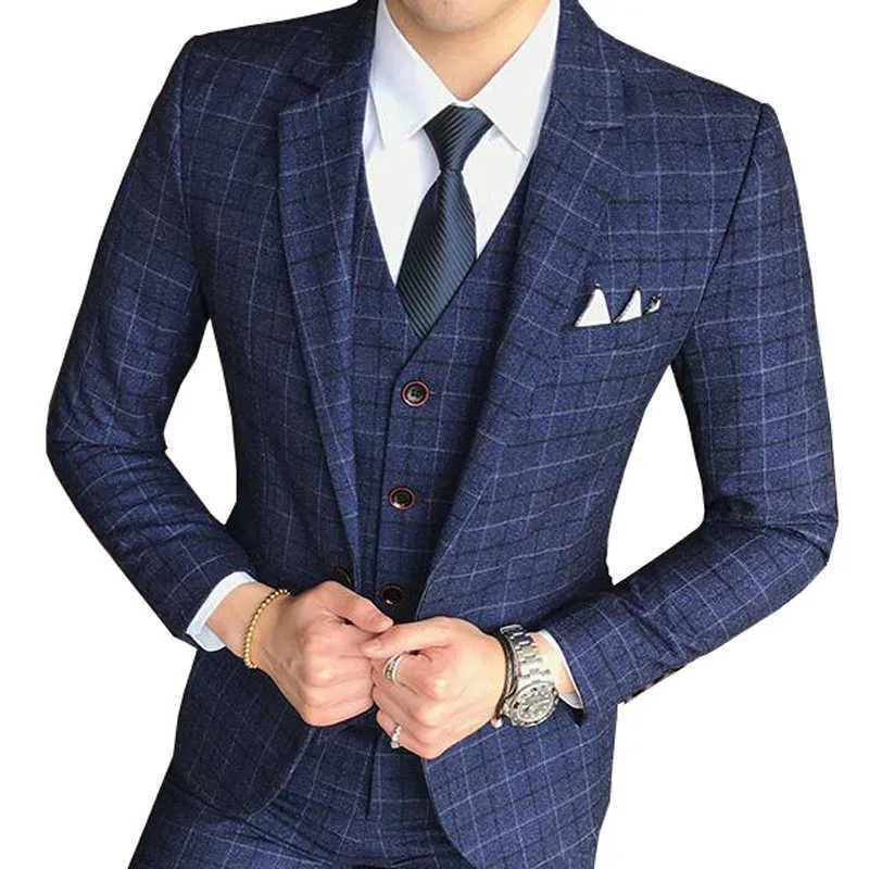 Taille S-5X veste 1 pièce Nouvelle mode pour hommes Boutique Treillis Business Casual Blazer Robe de mariée Robe de mariée formelle Blazer Hommes Manteau X0909