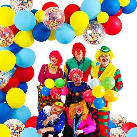 / circus ballonger krans röd gul blå konfetti ballong båge för karneval baby shower bröllop födelsedagsfest dekor 211216