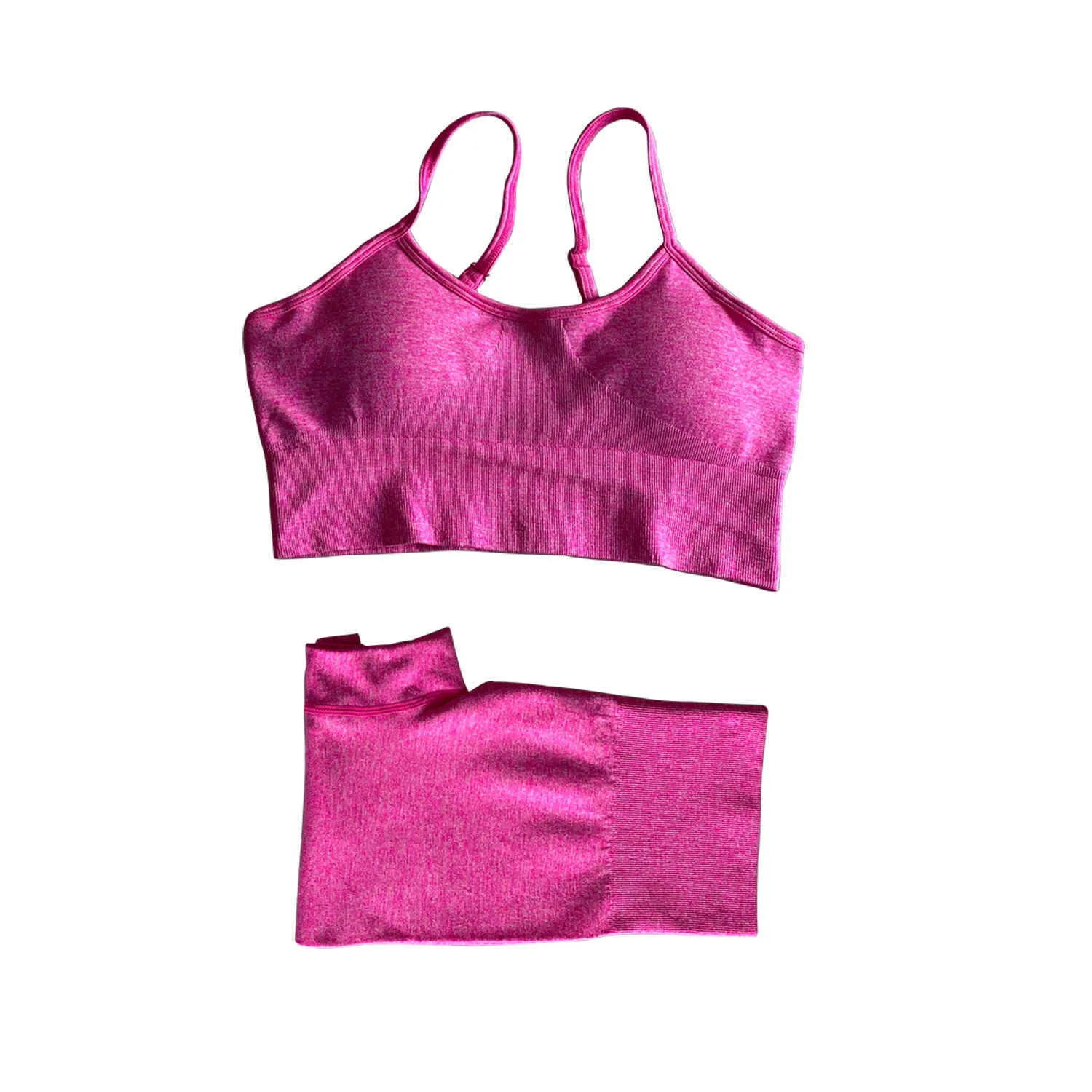 Ueteey Femmes Yoga Vêtements 2 pièces Ensembles Soutien-gorge sans couture + Leggings Shorts Fitness Sports Runing Gym Set Gros Drop 210802