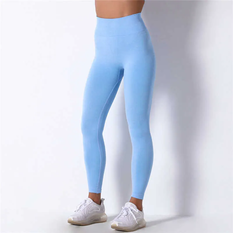 Nessaj 20% Spandex Dikişsiz Tayt Kadın Spor Spor Giysileri Screunch Butt Spor Yüksek Bel Pantolon Booty Egzersiz 210925