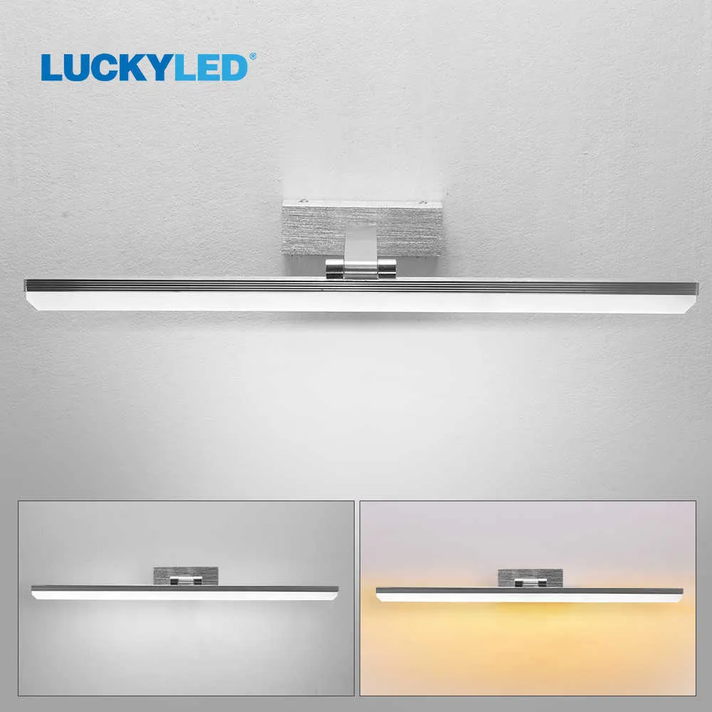 LUCKYLED Lampada da specchio a Led 8W 10W Lampada da parete moderna camera da letto AC85-265V Lampada da bagno Lampada da parete a Led Decorazione Sconce interni 210724