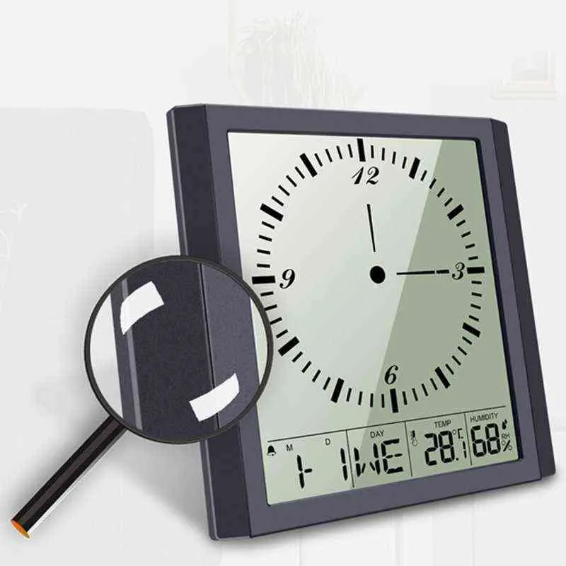 Digital Wall Clock, Alarm Clocks for Bedroom Home Decor, Large LCD Screen with Time/Calendar/Temperature Display H1230