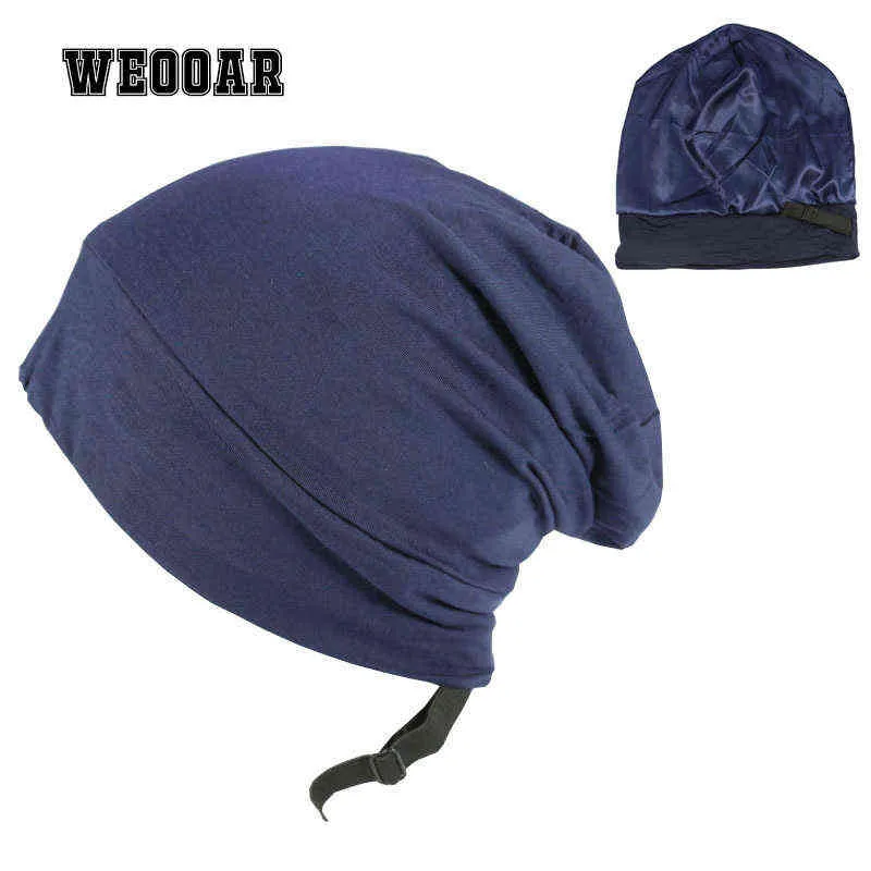 WEOOAR регулируемая атласная шапка на подкладке для женщин и мужчин, шелковая атласная шапка для волос, ночная шапочка для сна, хлопковая шапка-бини с капюшоном MZ226 220124245p