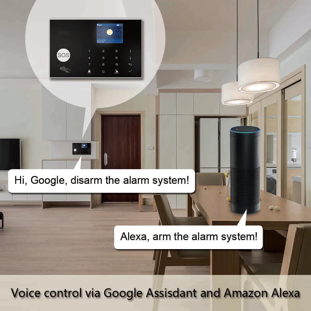 Il kit di allarme antifurto wireless Tuya Smart WiFi GSM il sistema di sicurezza domestica 433 MHz funziona con il telecomando dell'APP Google Alexa