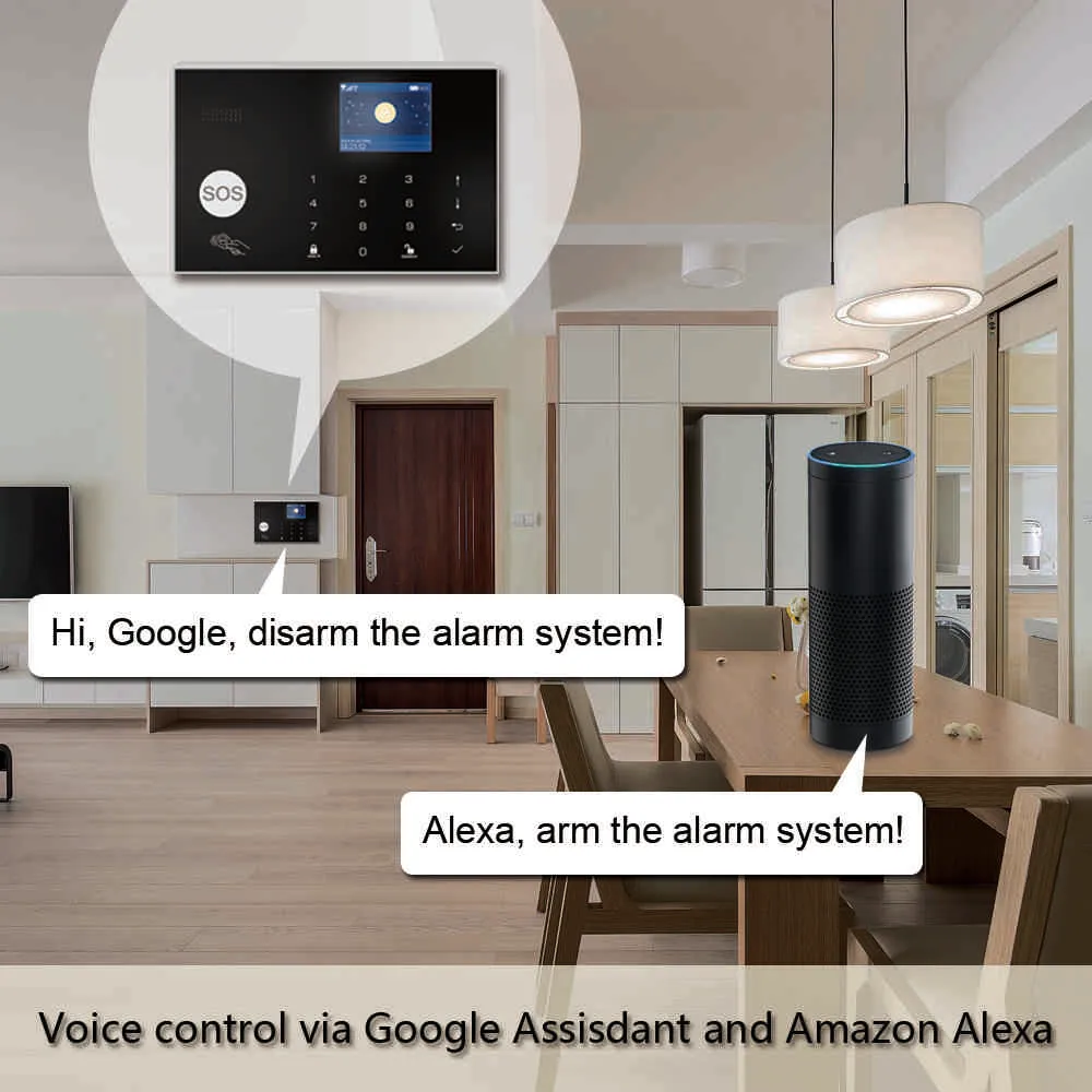 Tuya Smart WiFi GSM Hem Säkerhetssystem 433MHz Wireless Burglar Alarm Kit fungerar med Alexa Google App Fjärrkontroll