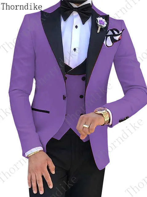 Thorndike Groomsmen White Groom Tuxedo Peak Black Mounts Men Sours Wedding Best Man Blazer куртка + брюки + бабочка галстук + жилет x0909