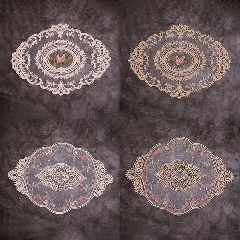 Vintage Lace Placemat Coaster tafelmat Frans klein tafelkleed borduurwerk antiscald tafelpads9254531