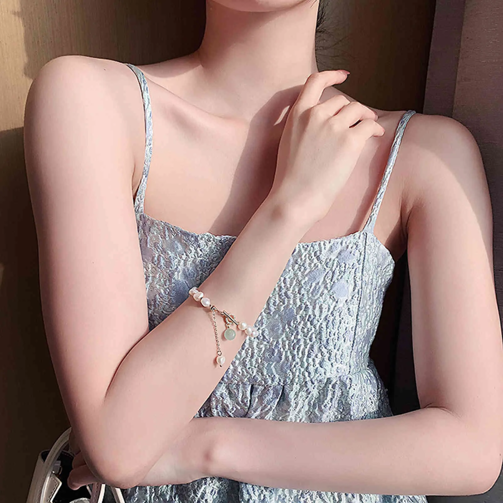 Klassieke mode natuursteen parel hanger armband voor vrouwen prachtige nieuwe gelukkige manchet armband verjaardag gif luxe sieraden
