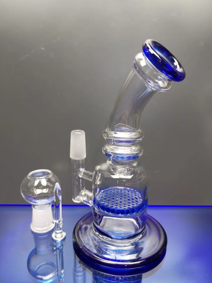 Small oil dab rigs hookahs thick honeycomb percolator glass bong 14.4mm joint water pipes with nail dome cheechshop