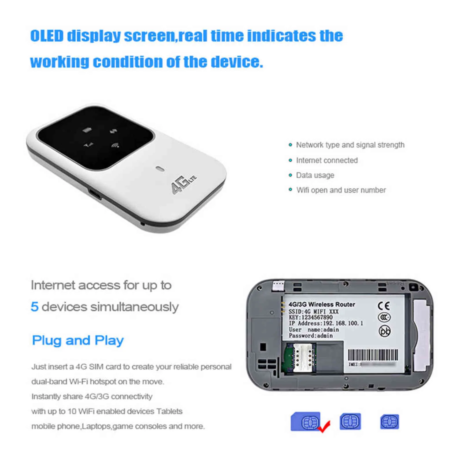 4G Wireless Router LTE Portable Car Mobile Broadband Network Pocket 2 4G Wireless Router 100Mbps spot SIM Unlocked WiFi Modem G11152591