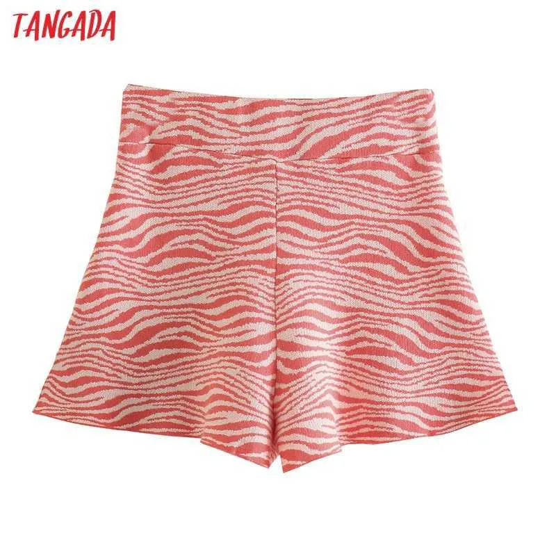 Tangada Tuta da donna Set Summer Animal Pattern Crop Top e pantaloncini 2 pezzi Completi QD31 210609