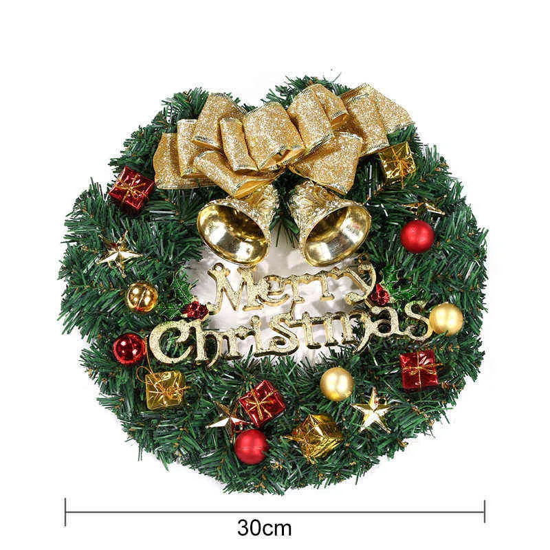 30cmの人工クリスマスの花輪シミュレーション松の花輪窓の正面玄関の飾り屋内屋外のクリスマスの装飾211104