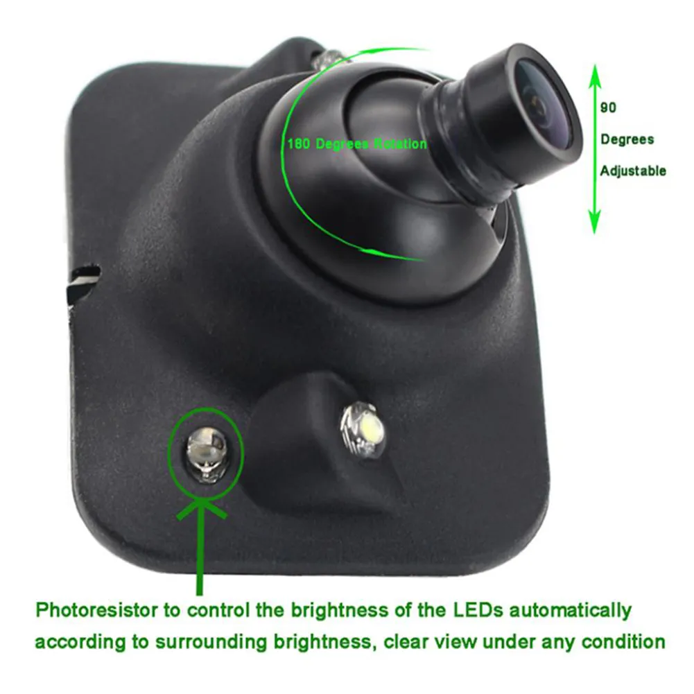 DC 12V 170° Car Front Rear Side View Reversing Camera LED Reverse Backup Waterproof Car Replacement Accessories