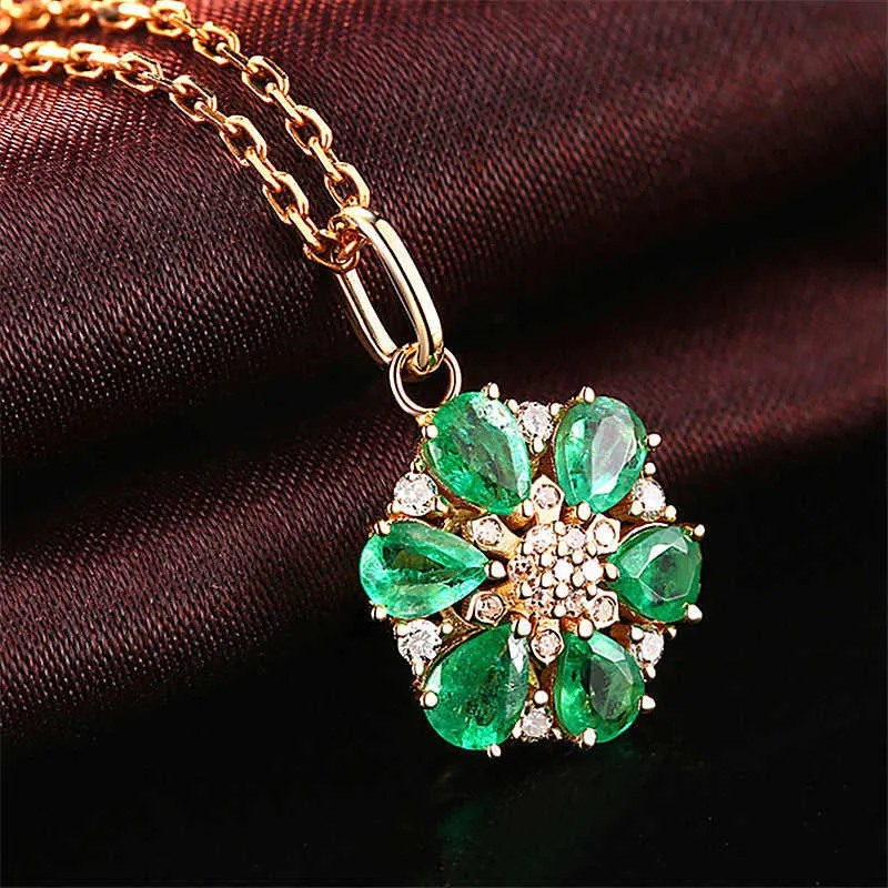 Crystal Womens Necklaces Pendant ornament petal flower Diamond plated 18K gold inlaid silver