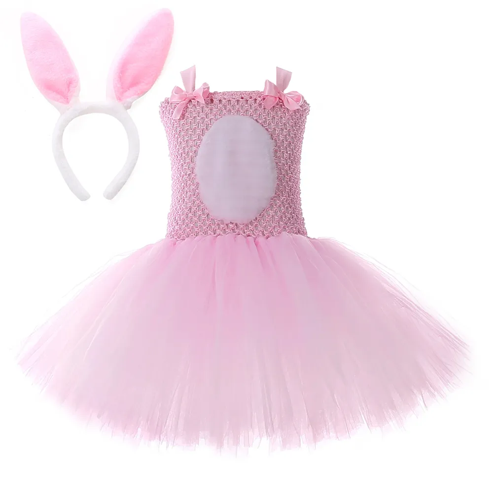 Costume de fille de lapin rose, robe Tutu de lapin pour enfants en bas âge, tenues pour bébés filles, robes d'anniversaire de nouvel an, vêtements de vacances de Pâques 2104833869