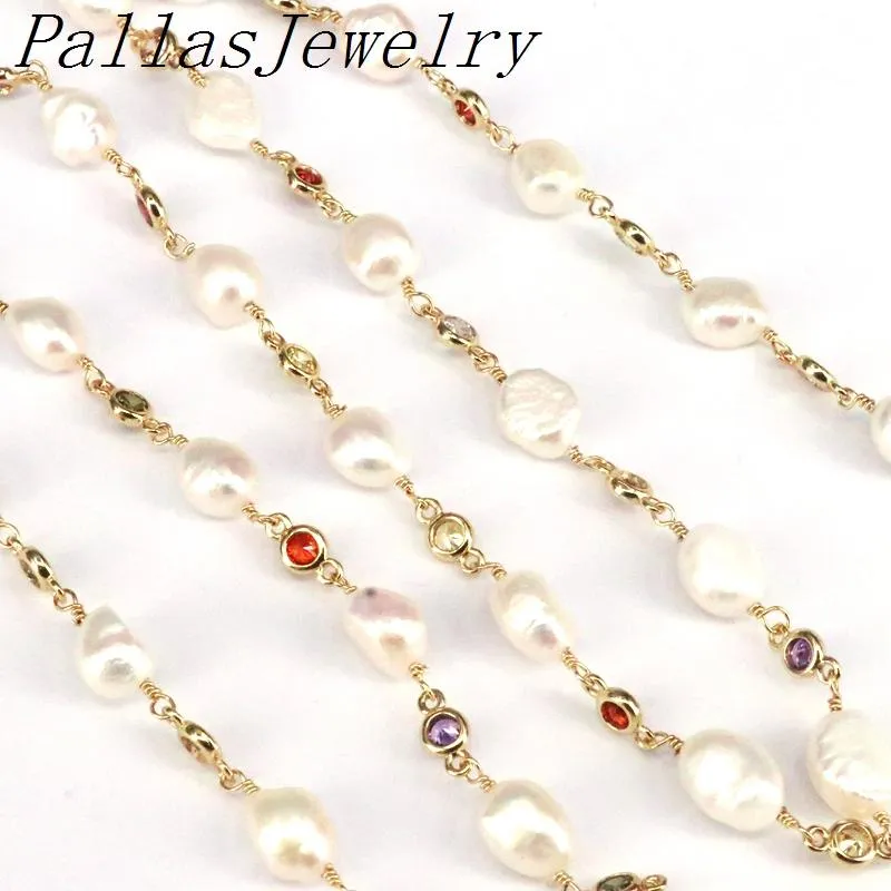 Mètres est les perles de chapelet d'or coloré de perle en eau douce et coule pour les chaînes de bracelet de collier 1941