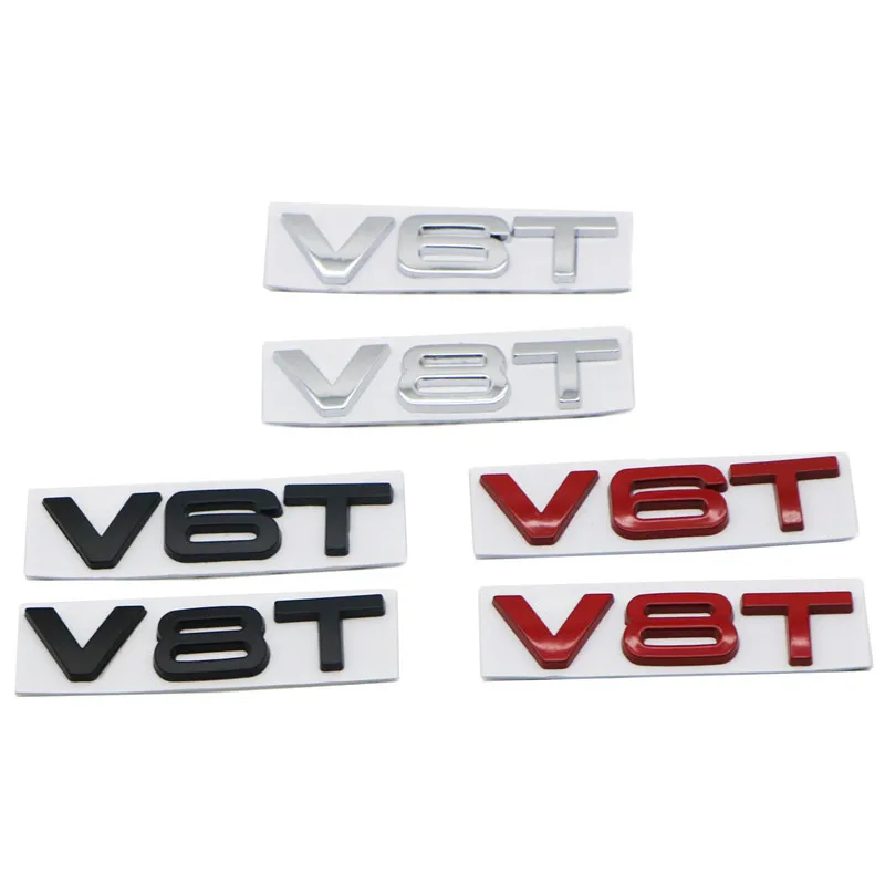 Стилирование автомобиля 3D Metal V6T V8T Логотип Metal Emblem Decals Наклейки на Audi S3 S4 S5 S6 S7 S8 A2 A1 A5 A6 A3 A4 A7 Q3 Q5 Q7 TT226L